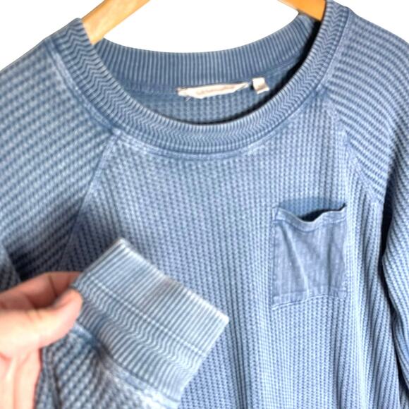 SOFT SURROUNDINGS Women’s Indigo Blue Autumn Waffle Knit Tunic top - Picture 3 of 4